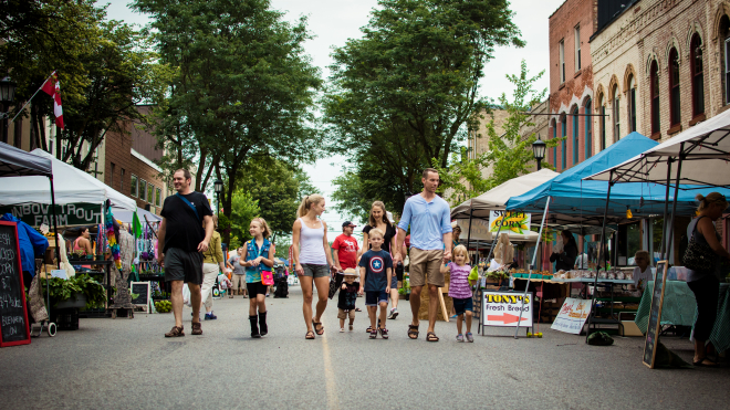 family at market