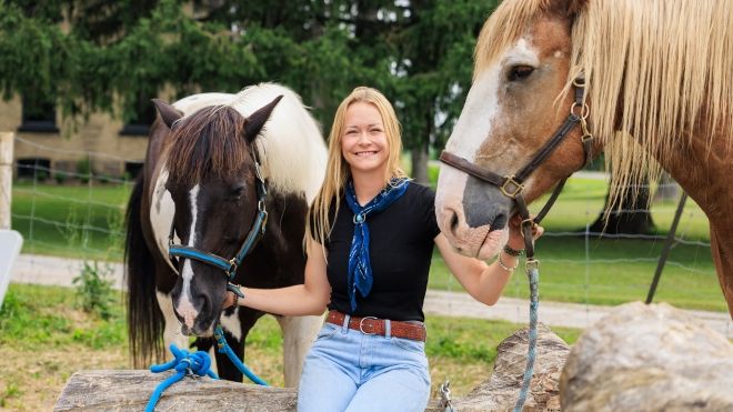 Willow and Water Image of Owner with two Horses