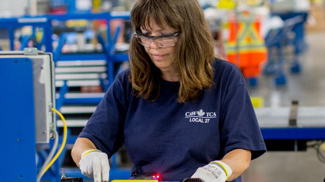 Woman on an assembly line 