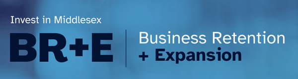The words Business Retention and Expansion on a blue background